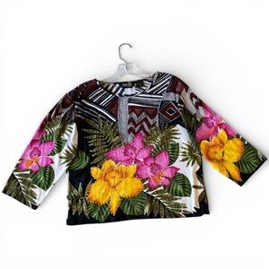 Vintage Take Two Mixed Print Floral Top Sequin XL Custo Style